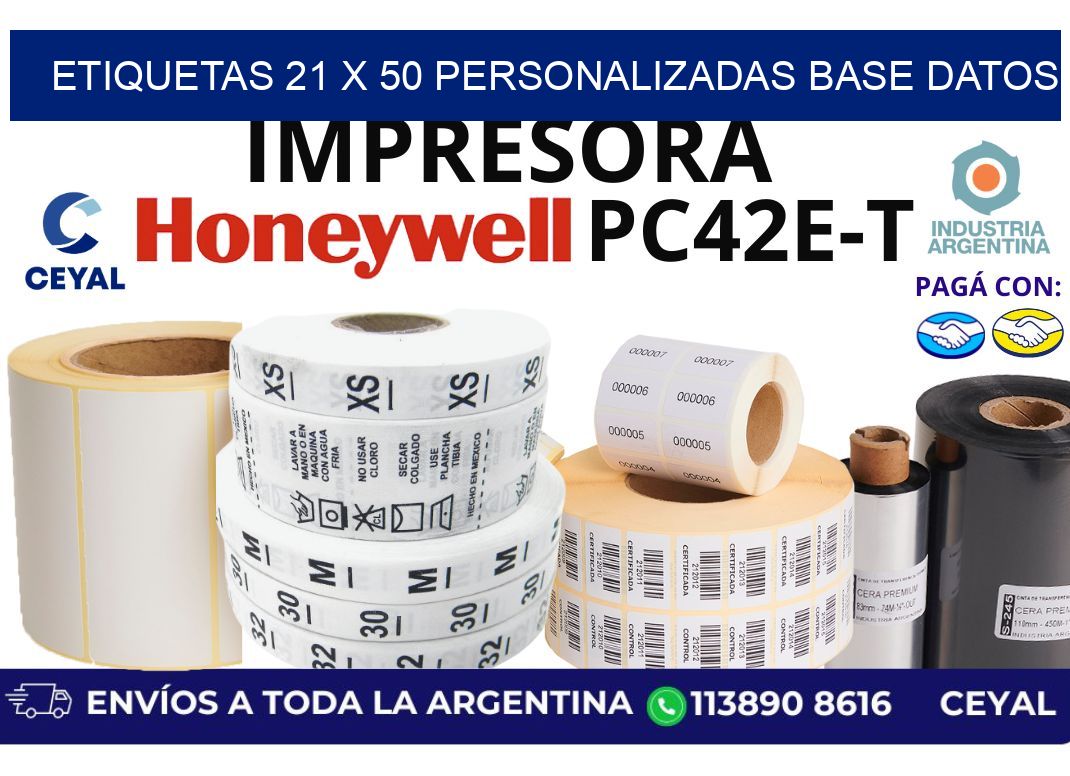 etiquetas 21 x 50 personalizadas base datos