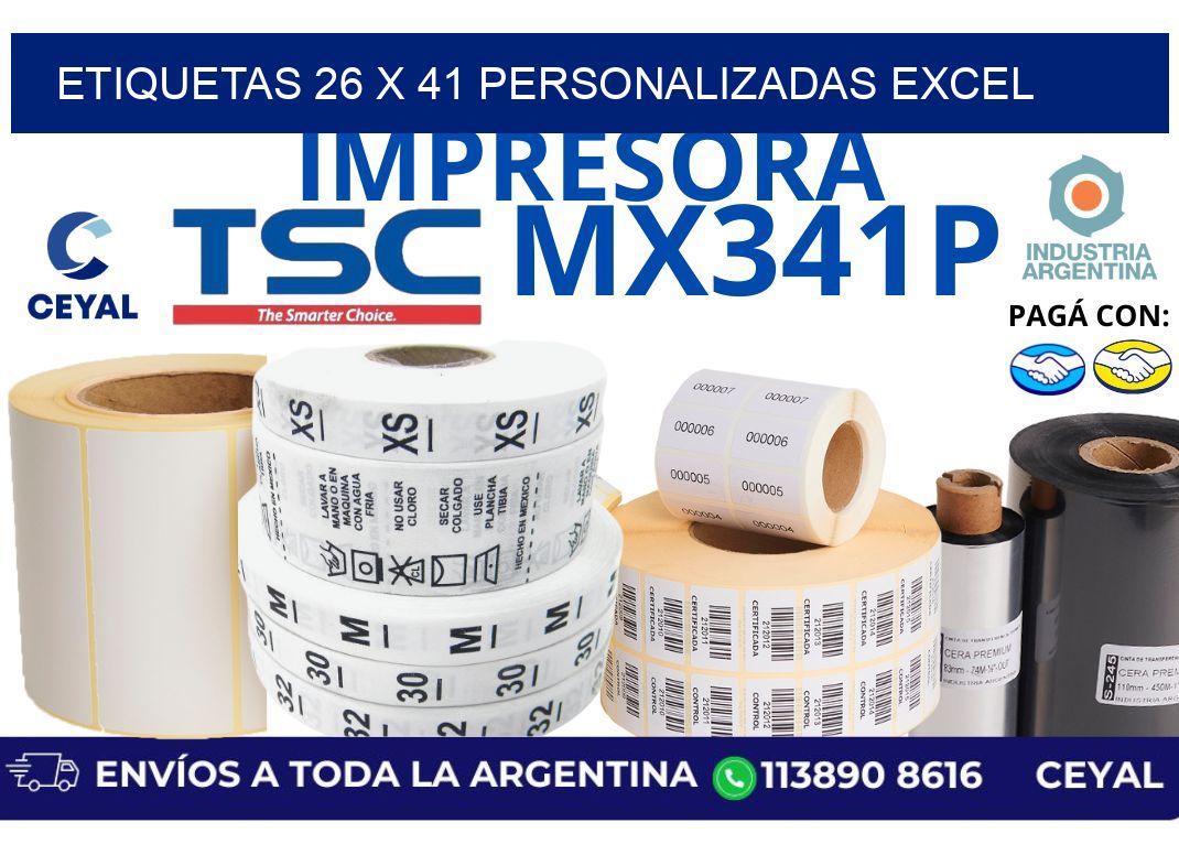 etiquetas 26 x 41 personalizadas excel