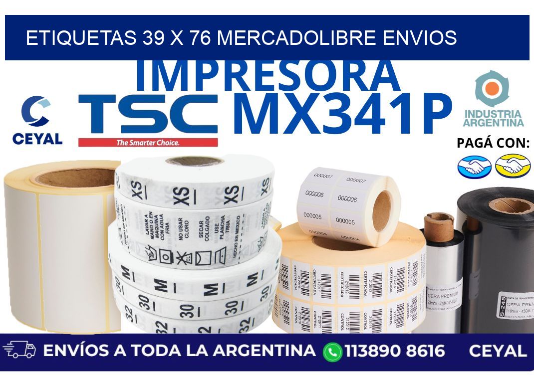 etiquetas 39 x 76 mercadolibre envios