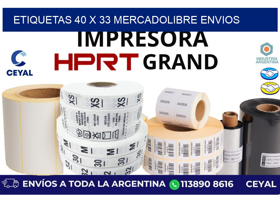 etiquetas 40 x 33 mercadolibre envios