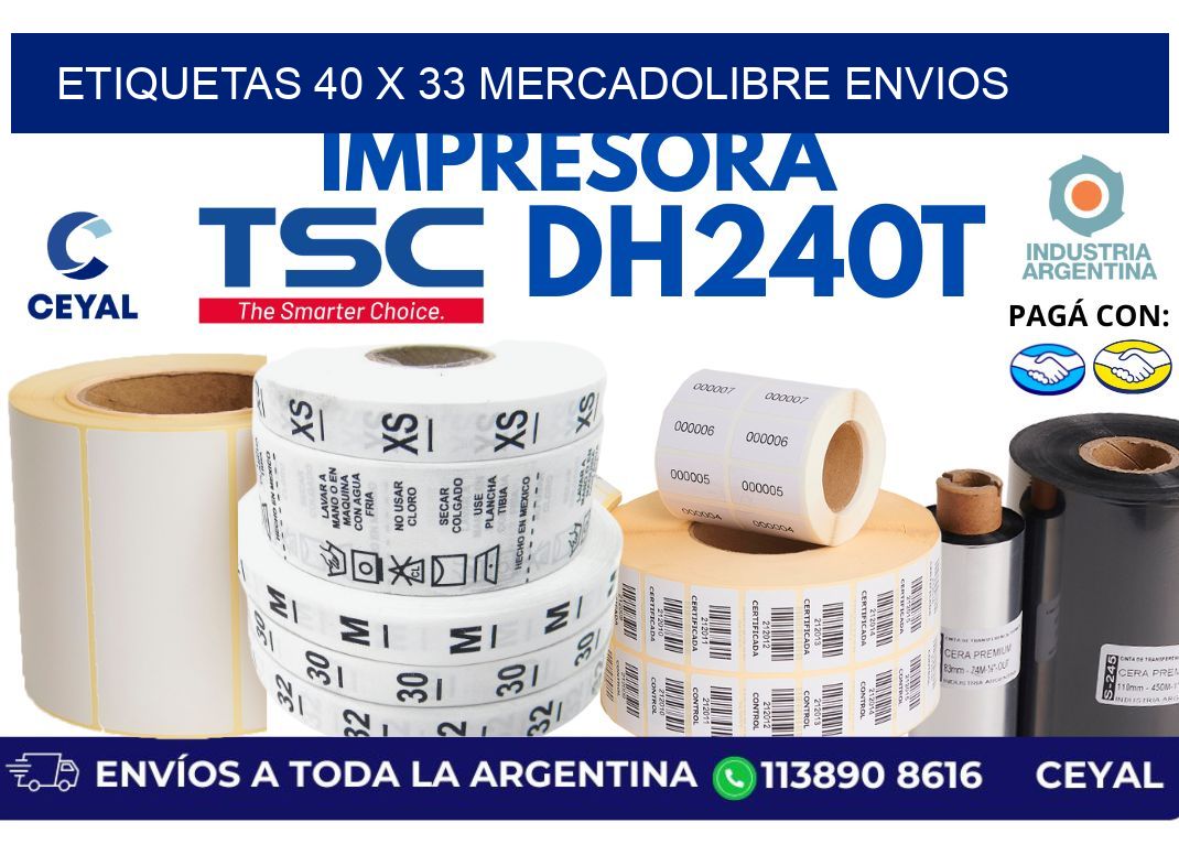 etiquetas 40 x 33 mercadolibre envios