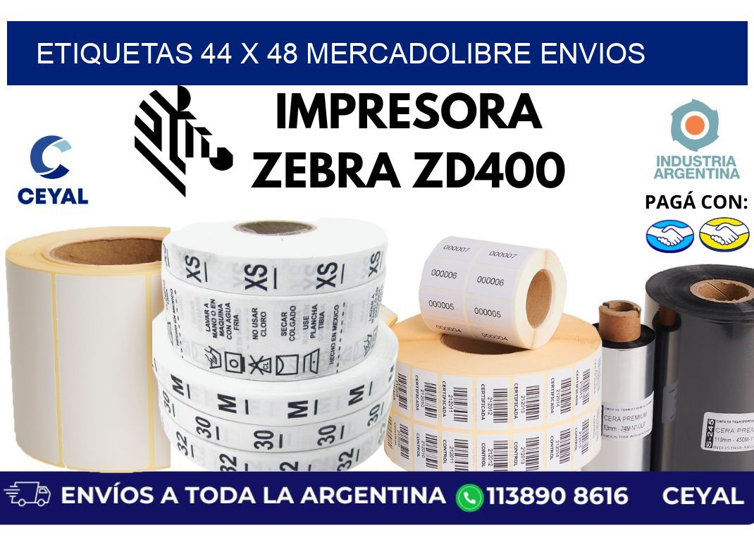 etiquetas 44 x 48 mercadolibre envios
