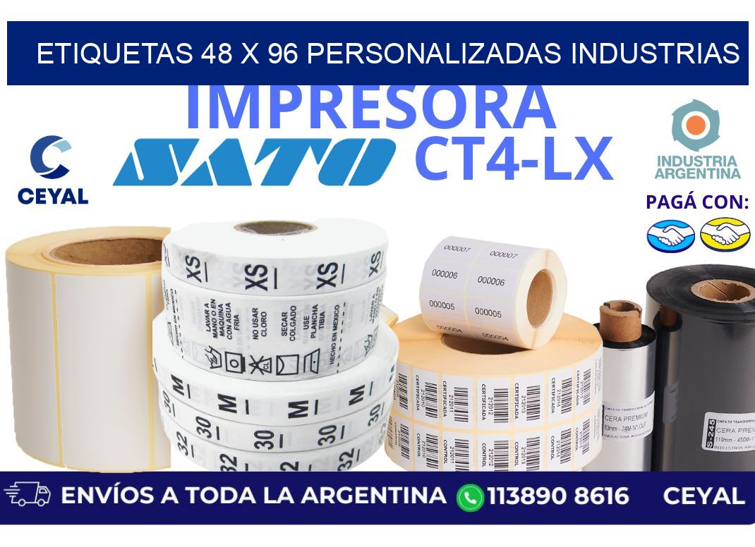 etiquetas 48 x 96 personalizadas industrias
