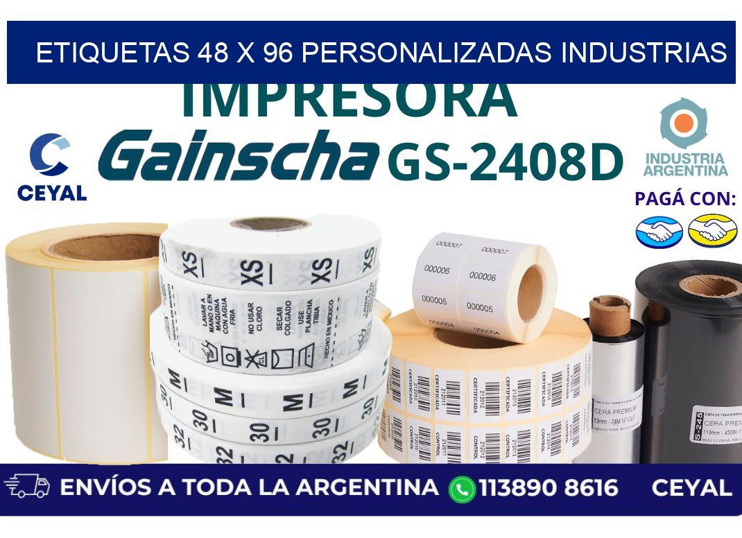 etiquetas 48 x 96 personalizadas industrias