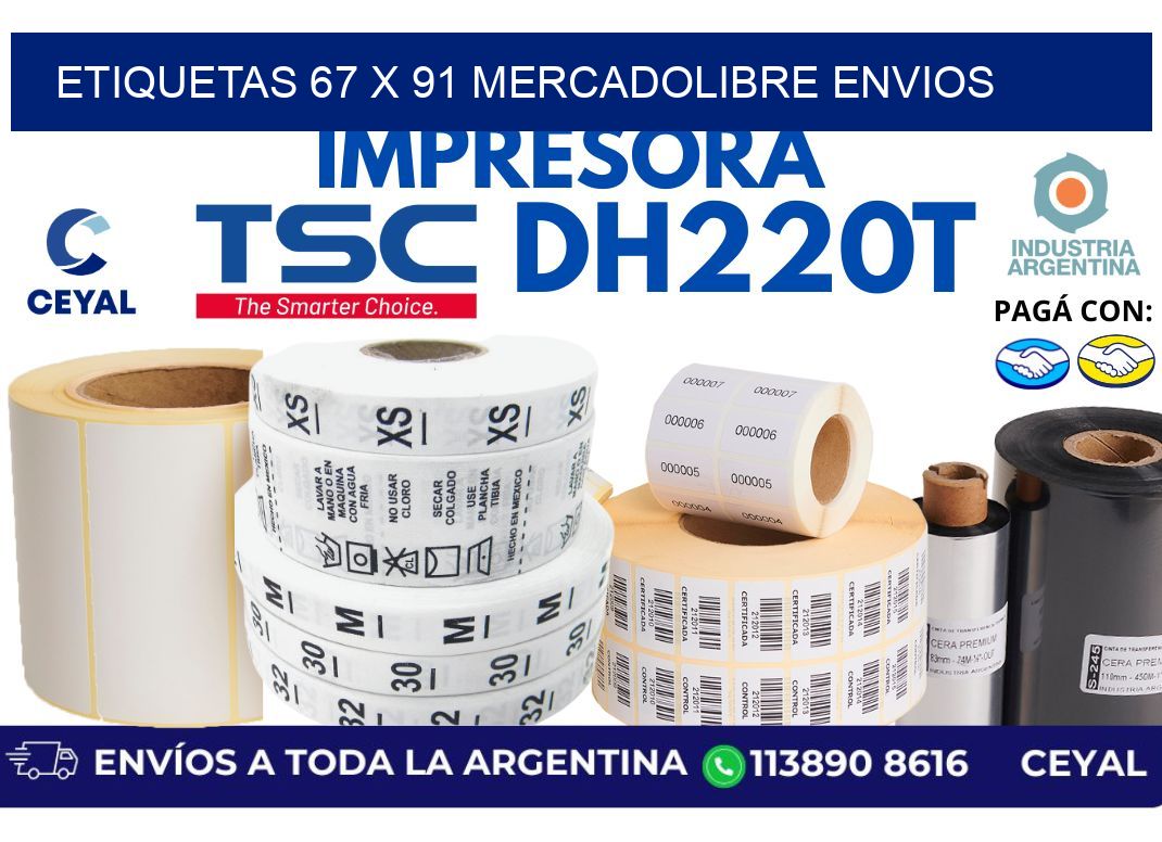 etiquetas 67 x 91 mercadolibre envios
