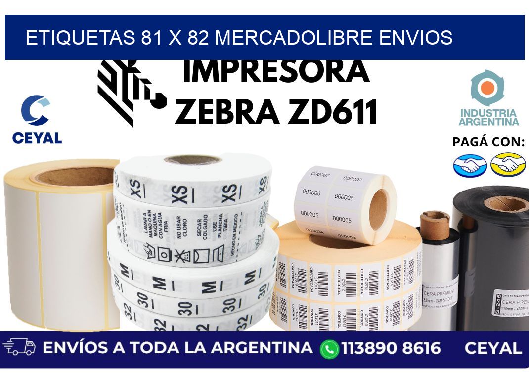 etiquetas 81 x 82 mercadolibre envios