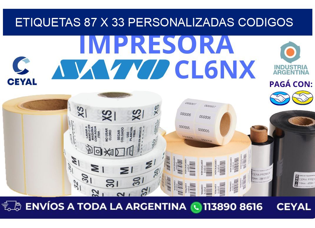 etiquetas 87 x 33 personalizadas codigos