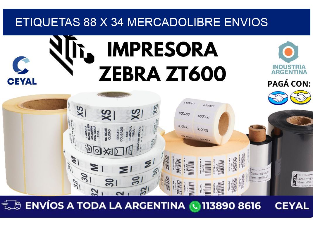 etiquetas 88 x 34 mercadolibre envios