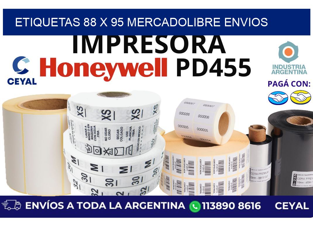 etiquetas 88 x 95 mercadolibre envios