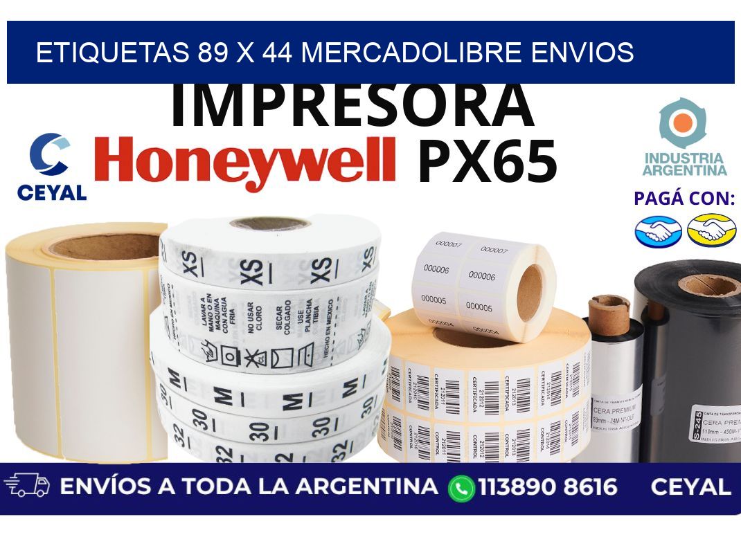 etiquetas 89 x 44 mercadolibre envios