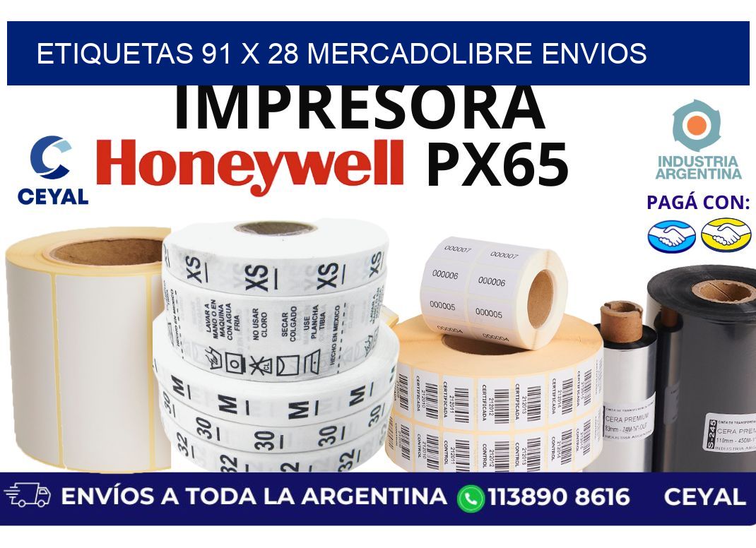 etiquetas 91 x 28 mercadolibre envios