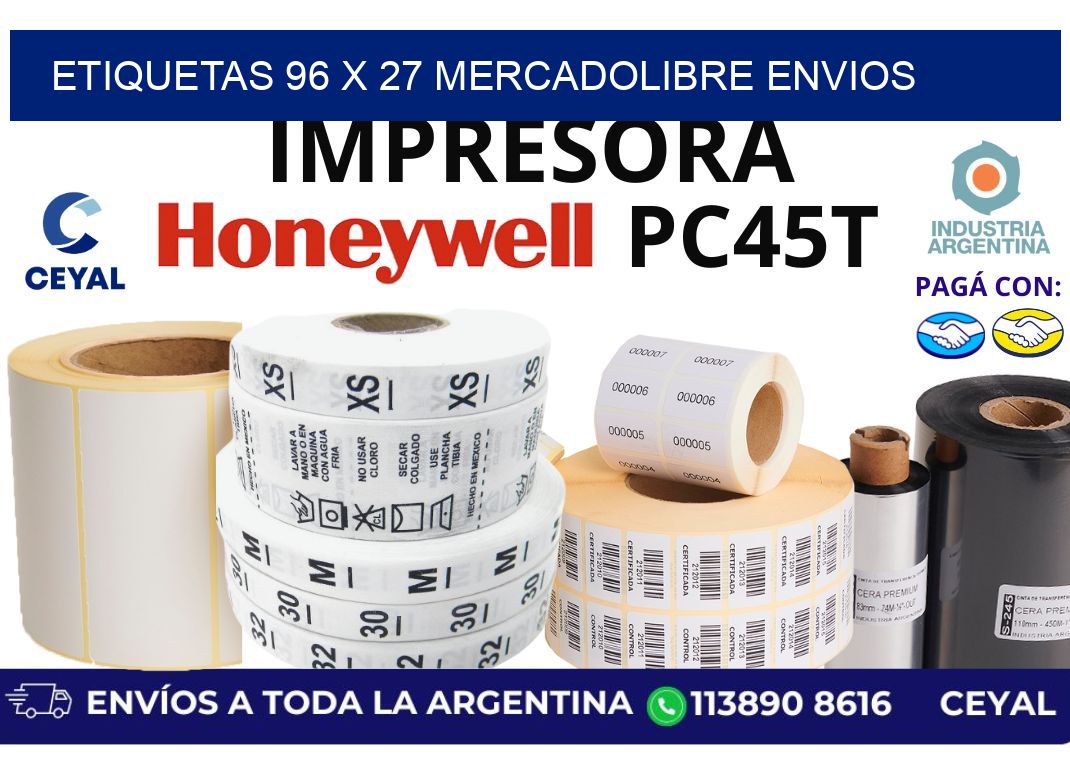 etiquetas 96 x 27 mercadolibre envios