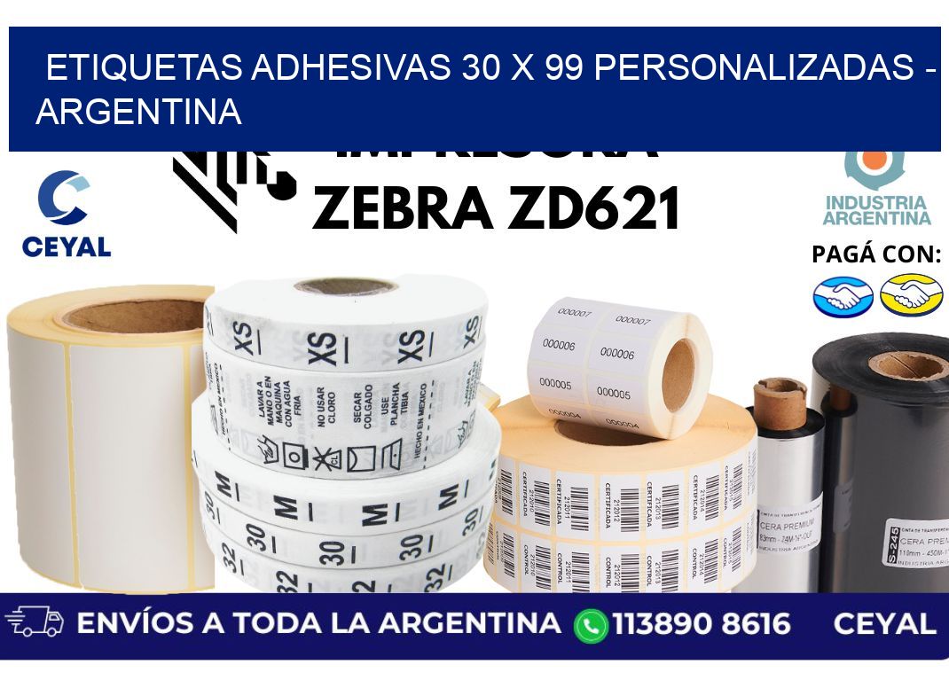 etiquetas adhesivas 30 x 99 personalizadas - Argentina