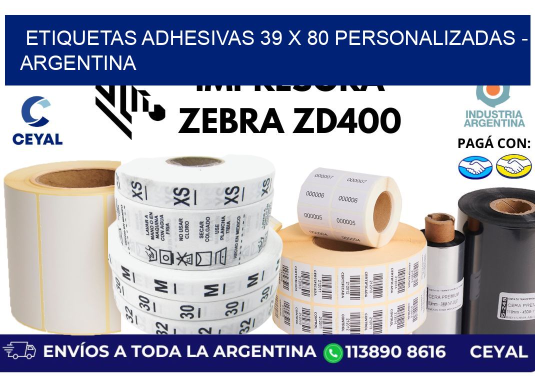 etiquetas adhesivas 39 x 80 personalizadas - Argentina