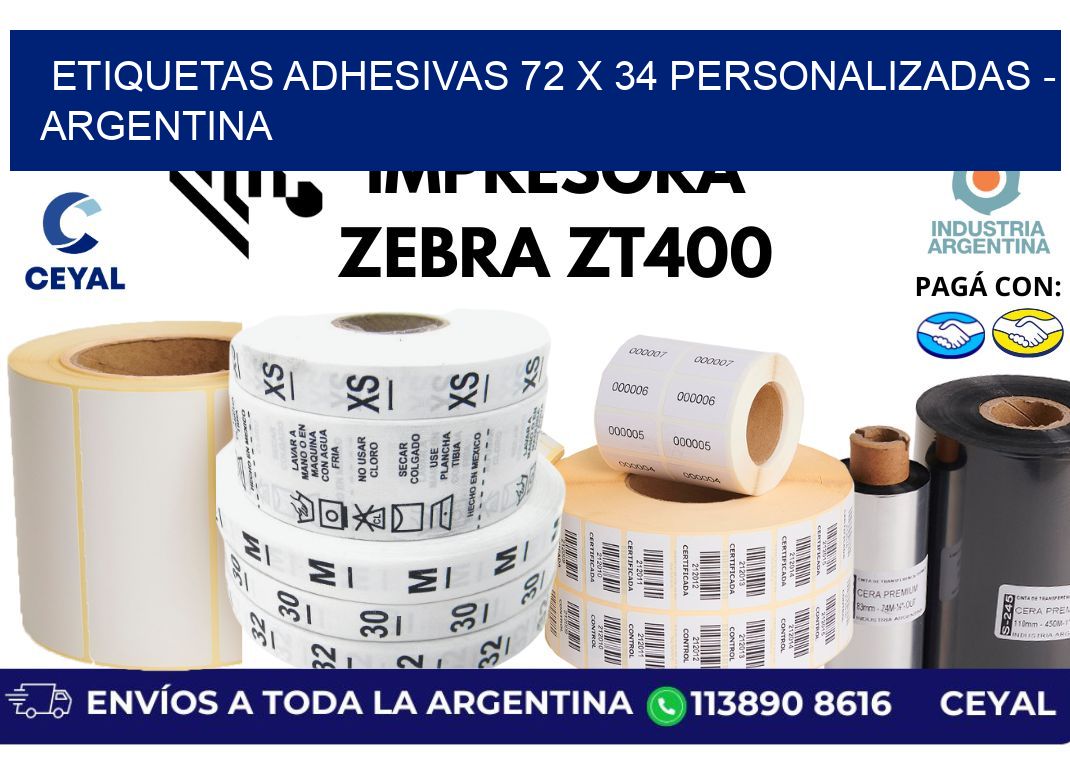 etiquetas adhesivas 72 x 34 personalizadas – Argentina