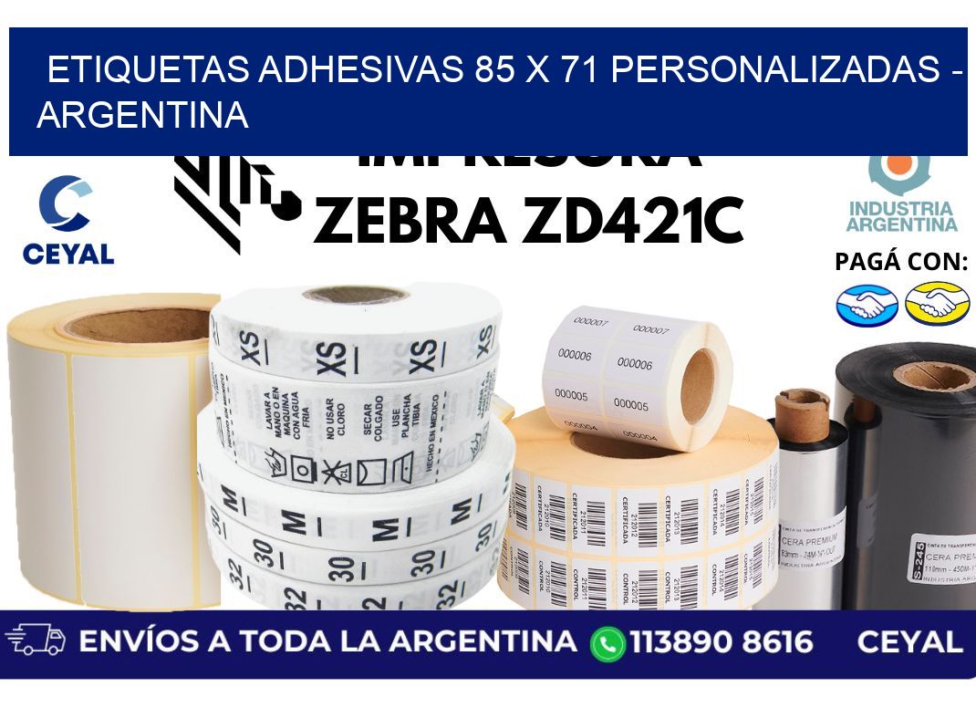 etiquetas adhesivas 85 x 71 personalizadas – Argentina