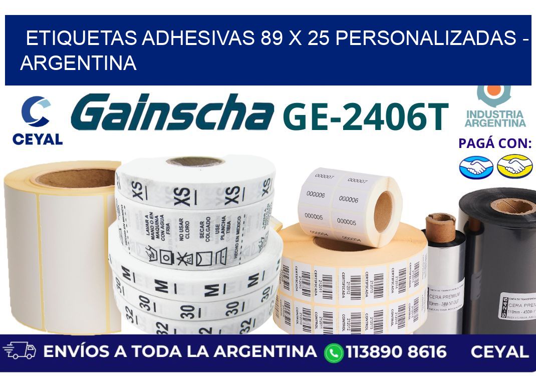 etiquetas adhesivas 89 x 25 personalizadas - Argentina