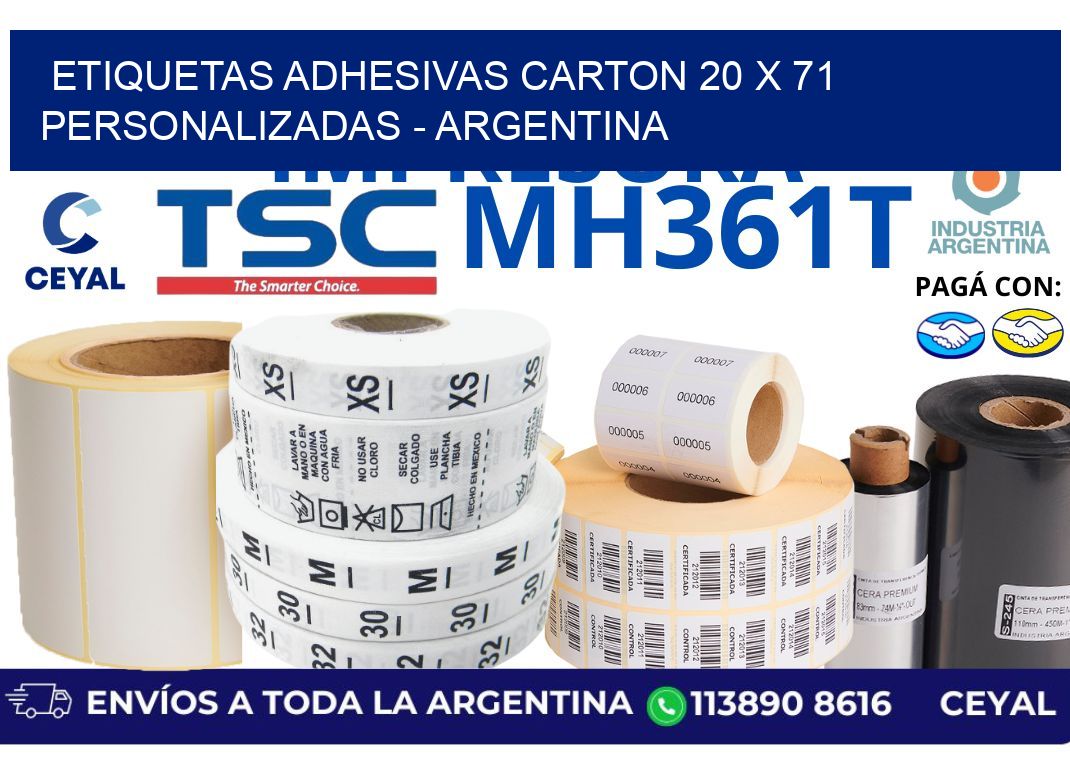 etiquetas adhesivas carton 20 x 71 personalizadas - Argentina