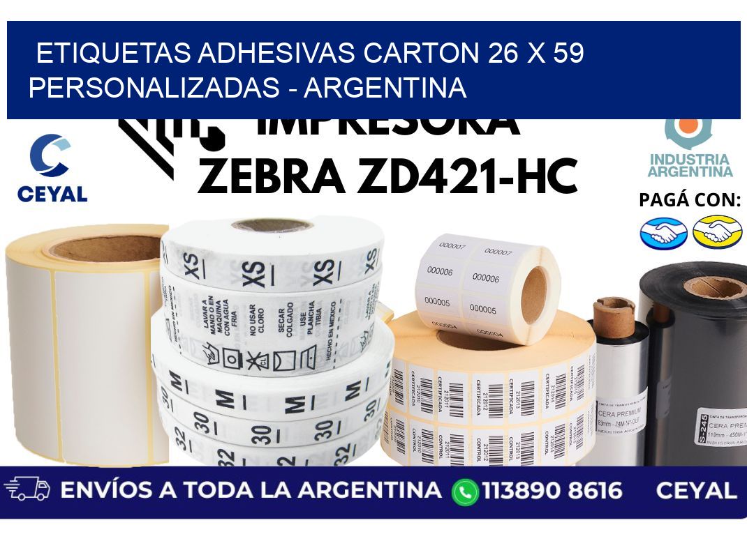 etiquetas adhesivas carton 26 x 59 personalizadas - Argentina