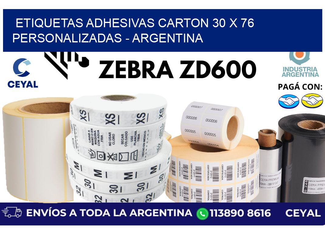 etiquetas adhesivas carton 30 x 76 personalizadas - Argentina