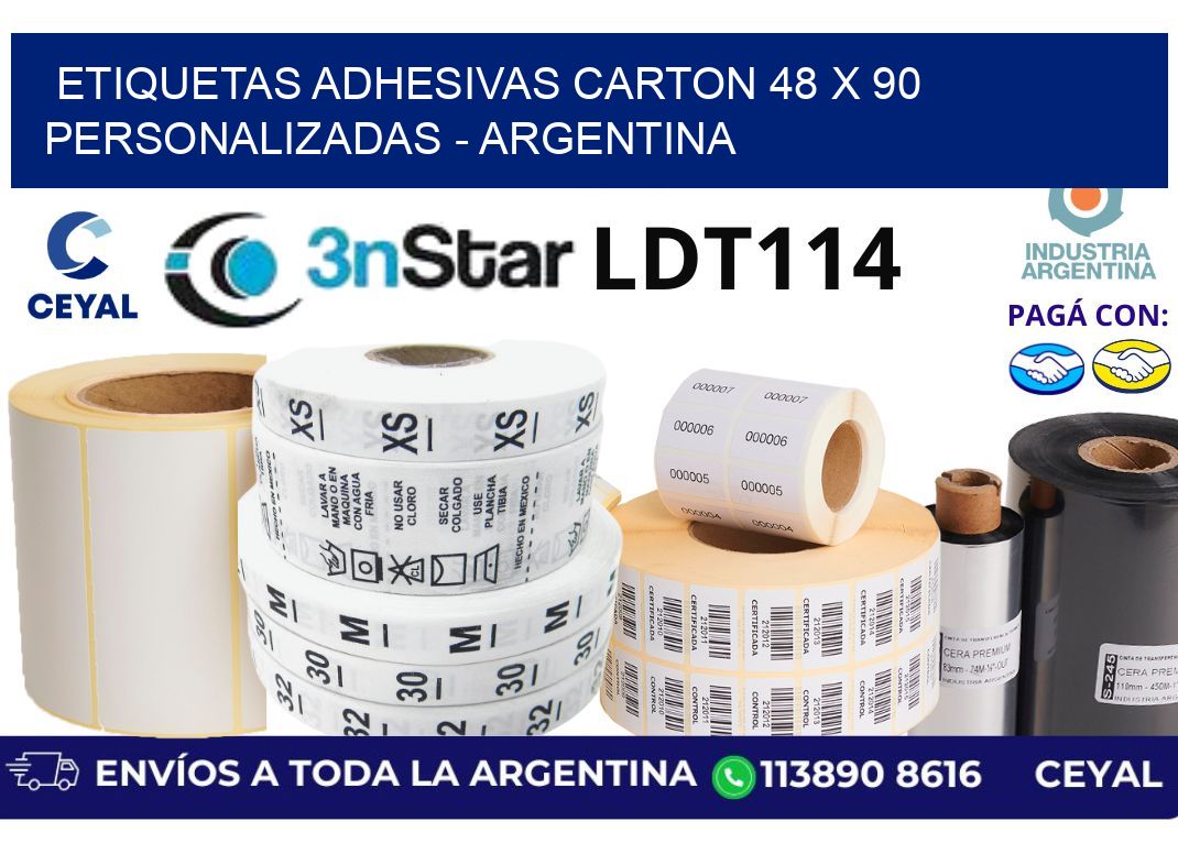 etiquetas adhesivas carton 48 x 90 personalizadas - Argentina