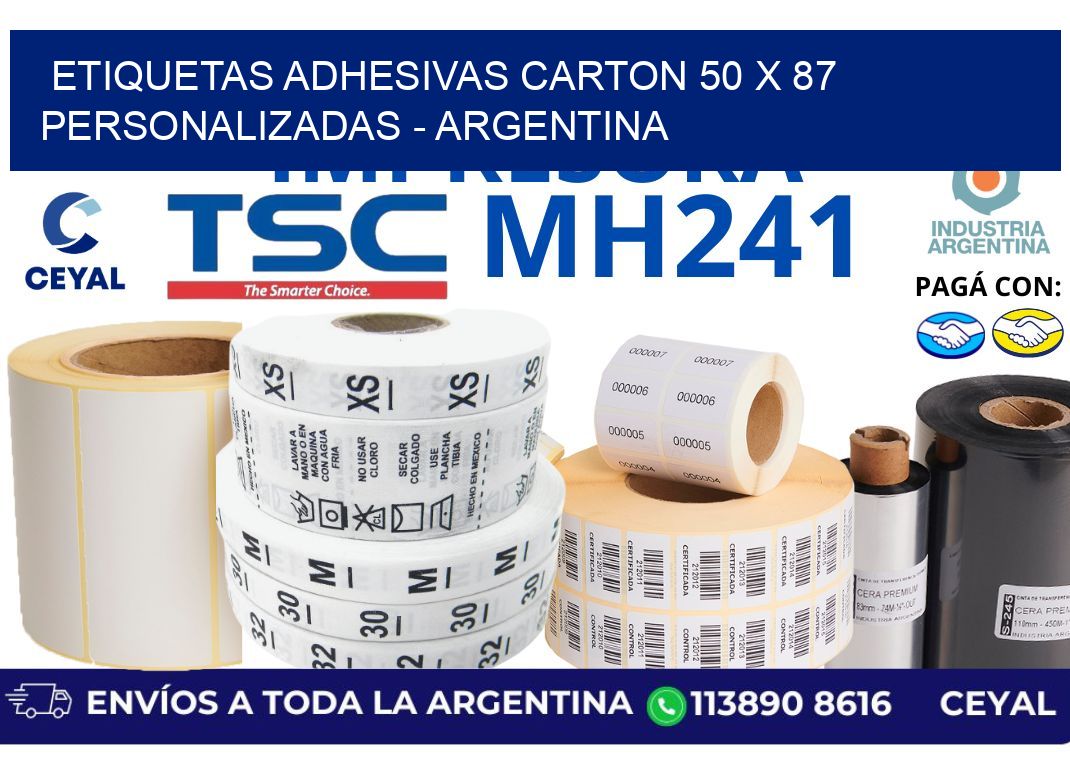 etiquetas adhesivas carton 50 x 87 personalizadas - Argentina