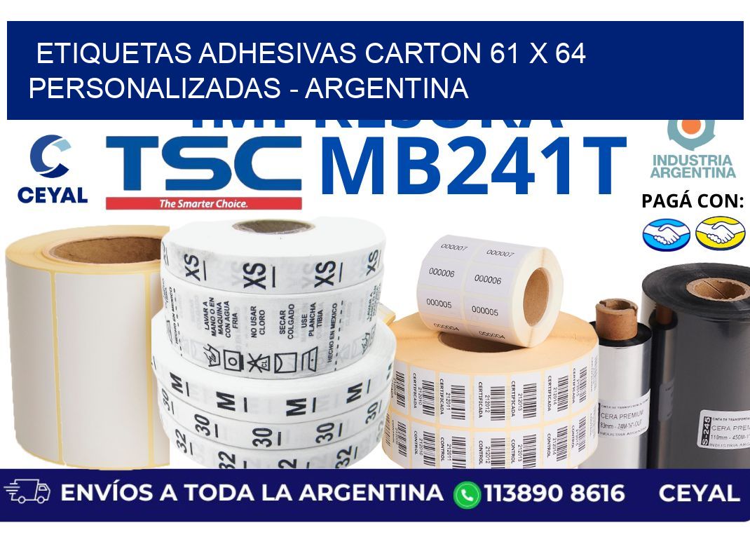 etiquetas adhesivas carton 61 x 64 personalizadas - Argentina