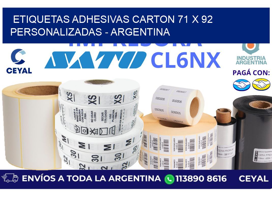 etiquetas adhesivas carton 71 x 92 personalizadas - Argentina