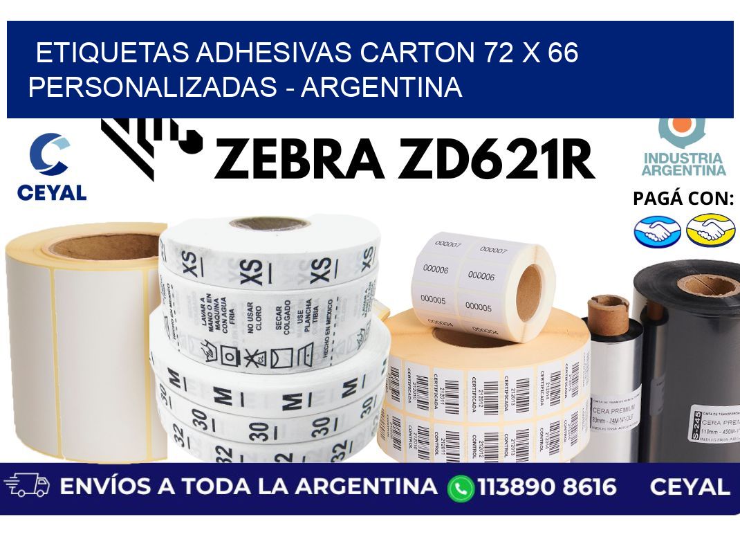 etiquetas adhesivas carton 72 x 66 personalizadas - Argentina
