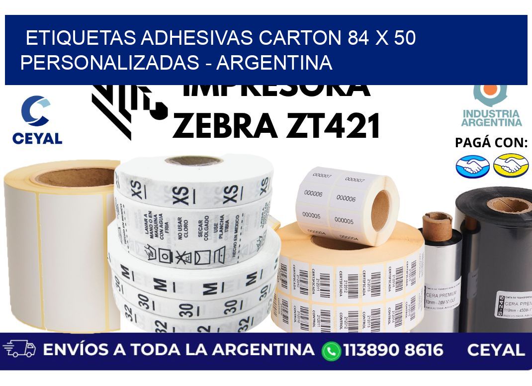 etiquetas adhesivas carton 84 x 50 personalizadas - Argentina
