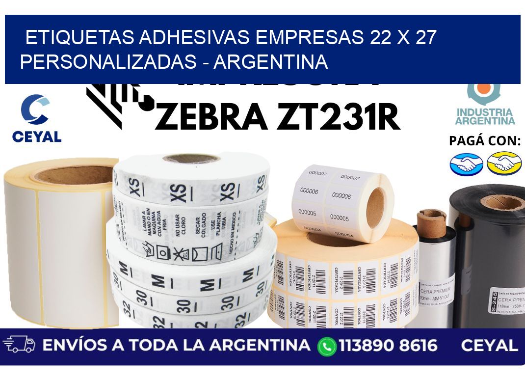 etiquetas adhesivas empresas 22 x 27 personalizadas - Argentina