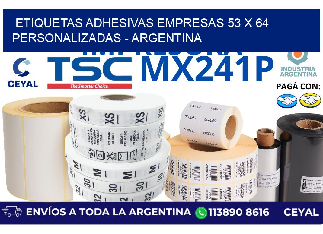 etiquetas adhesivas empresas 53 x 64 personalizadas - Argentina