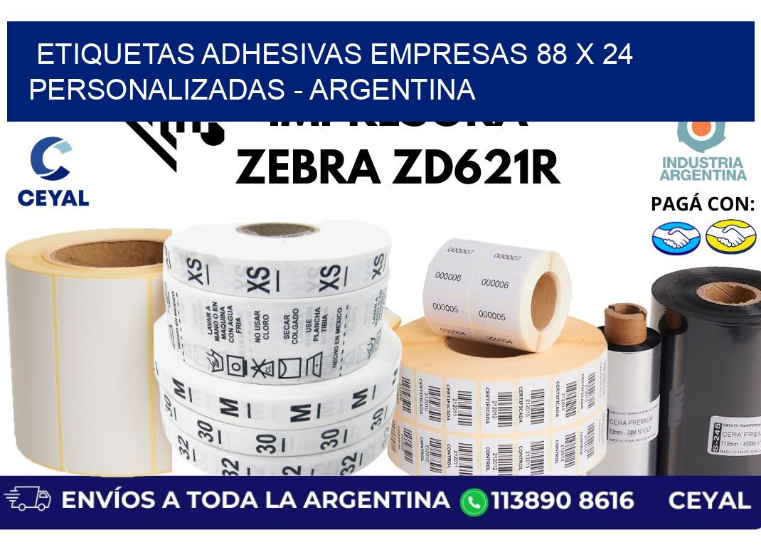 etiquetas adhesivas empresas 88 x 24 personalizadas - Argentina