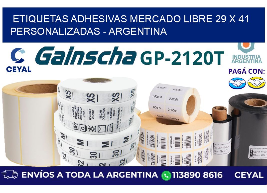 etiquetas adhesivas mercado libre 29 x 41 personalizadas - Argentina