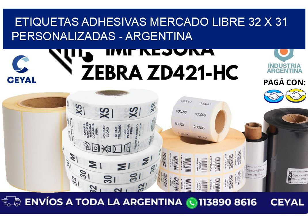 etiquetas adhesivas mercado libre 32 x 31 personalizadas - Argentina