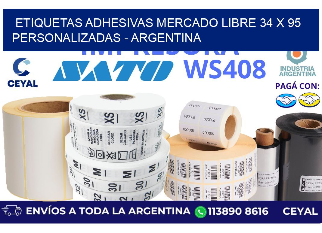 etiquetas adhesivas mercado libre 34 x 95 personalizadas - Argentina
