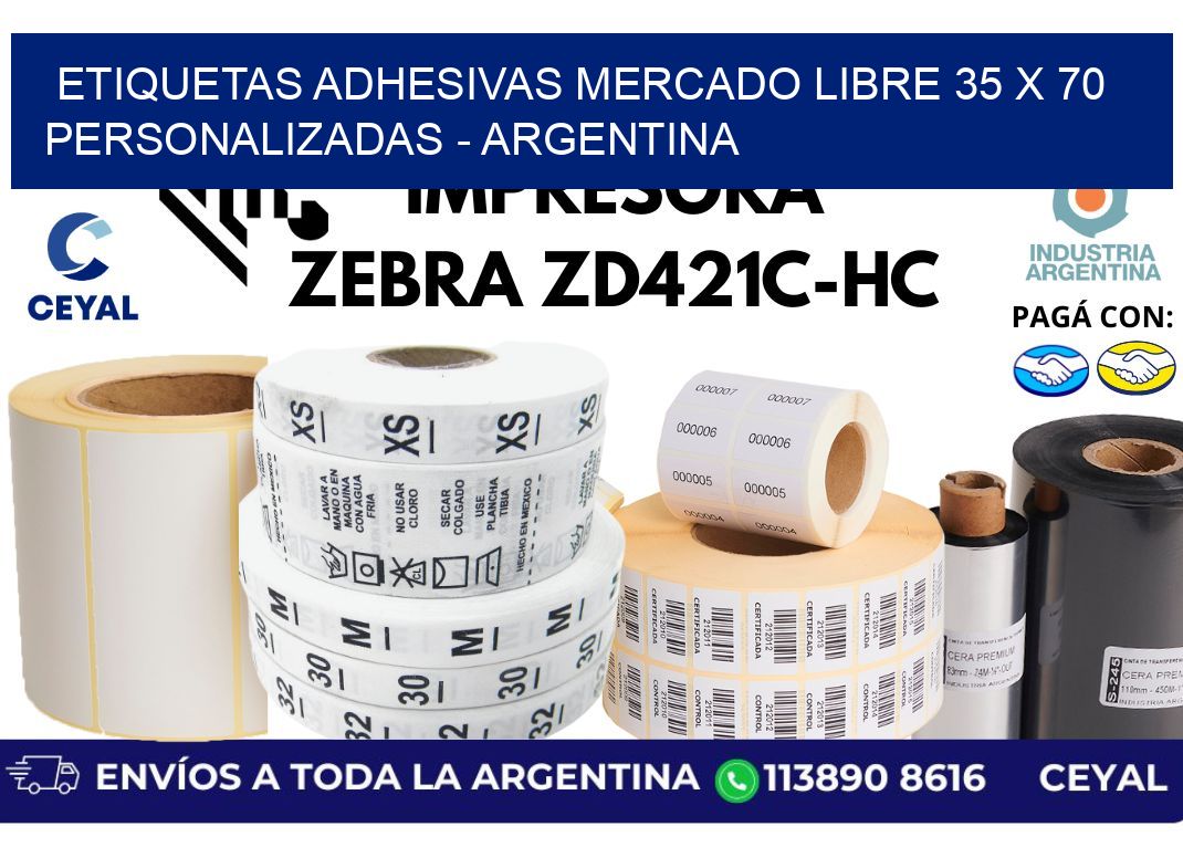 etiquetas adhesivas mercado libre 35 x 70 personalizadas - Argentina