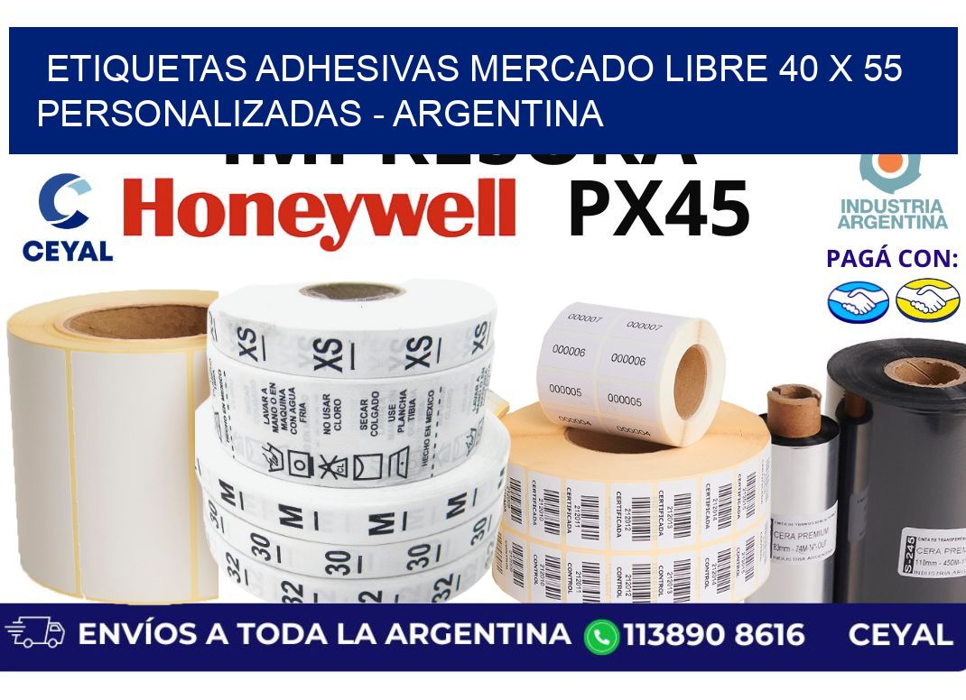 etiquetas adhesivas mercado libre 40 x 55 personalizadas - Argentina