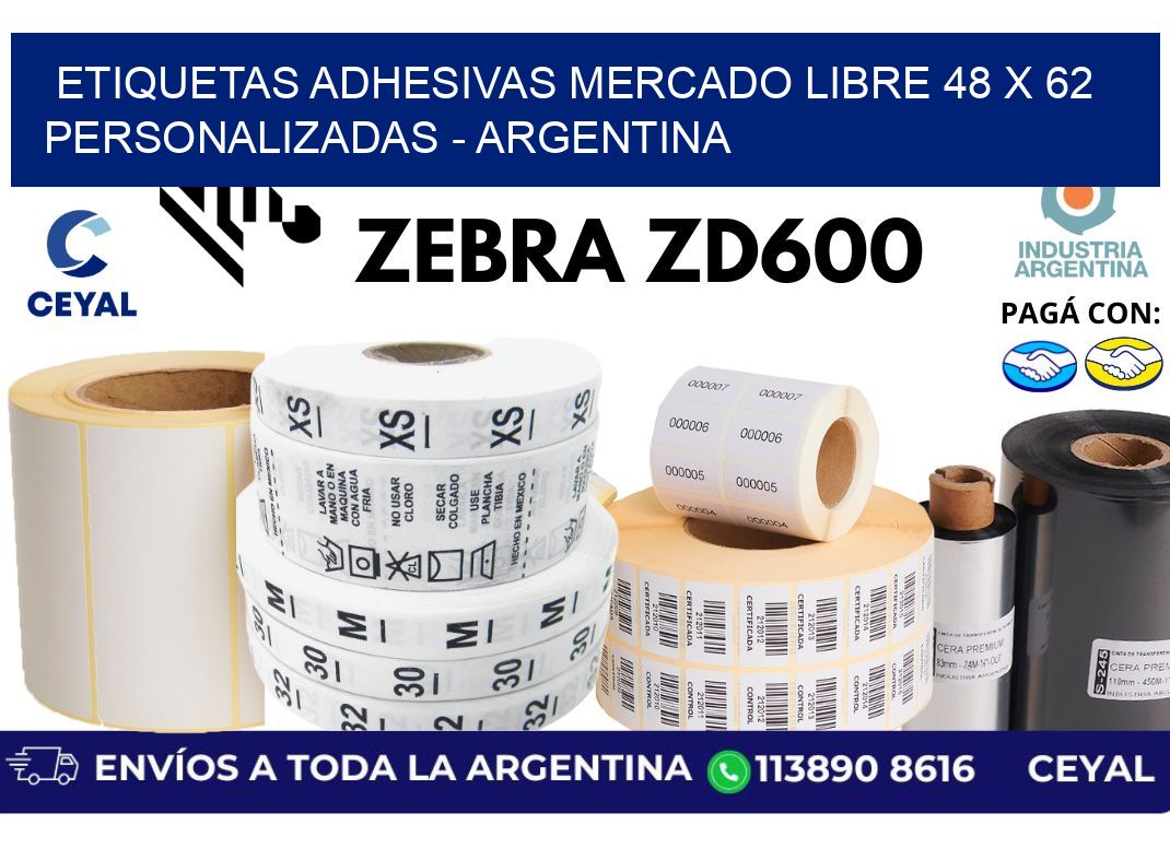 etiquetas adhesivas mercado libre 48 x 62 personalizadas - Argentina