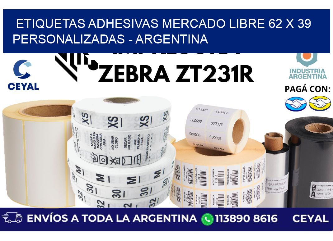 etiquetas adhesivas mercado libre 62 x 39 personalizadas - Argentina