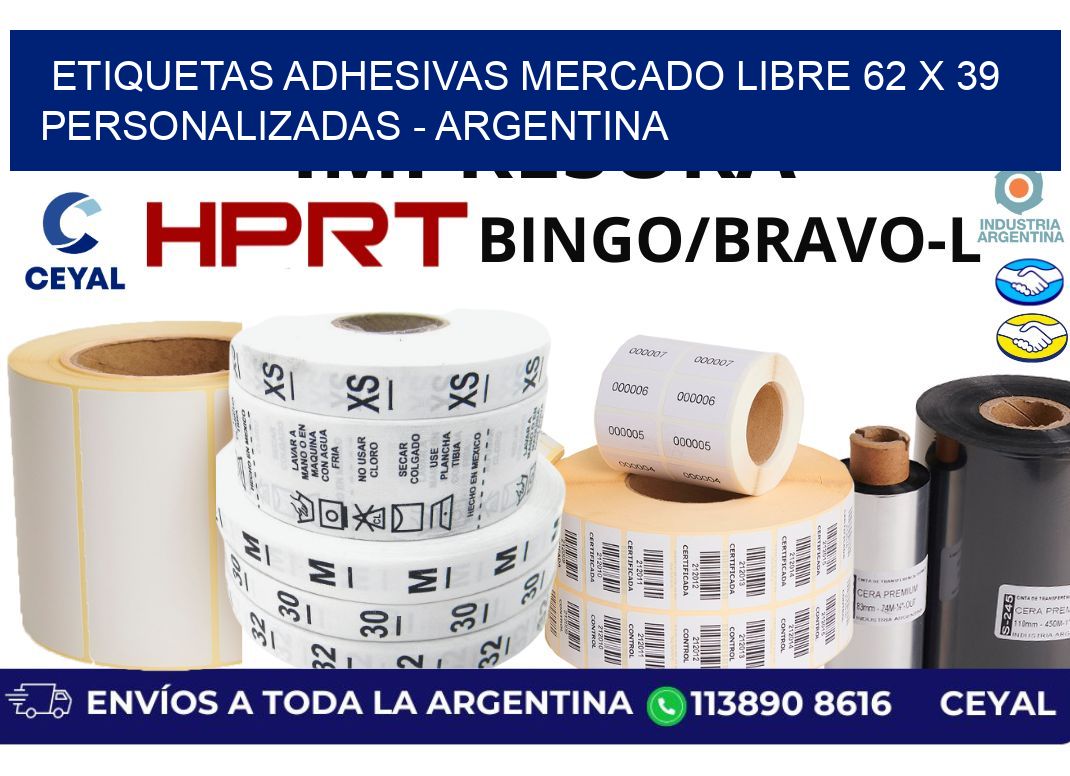 etiquetas adhesivas mercado libre 62 x 39 personalizadas – Argentina