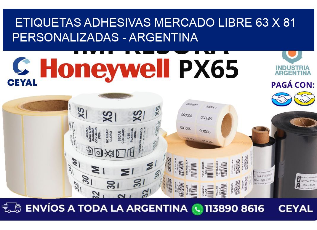 etiquetas adhesivas mercado libre 63 x 81 personalizadas – Argentina