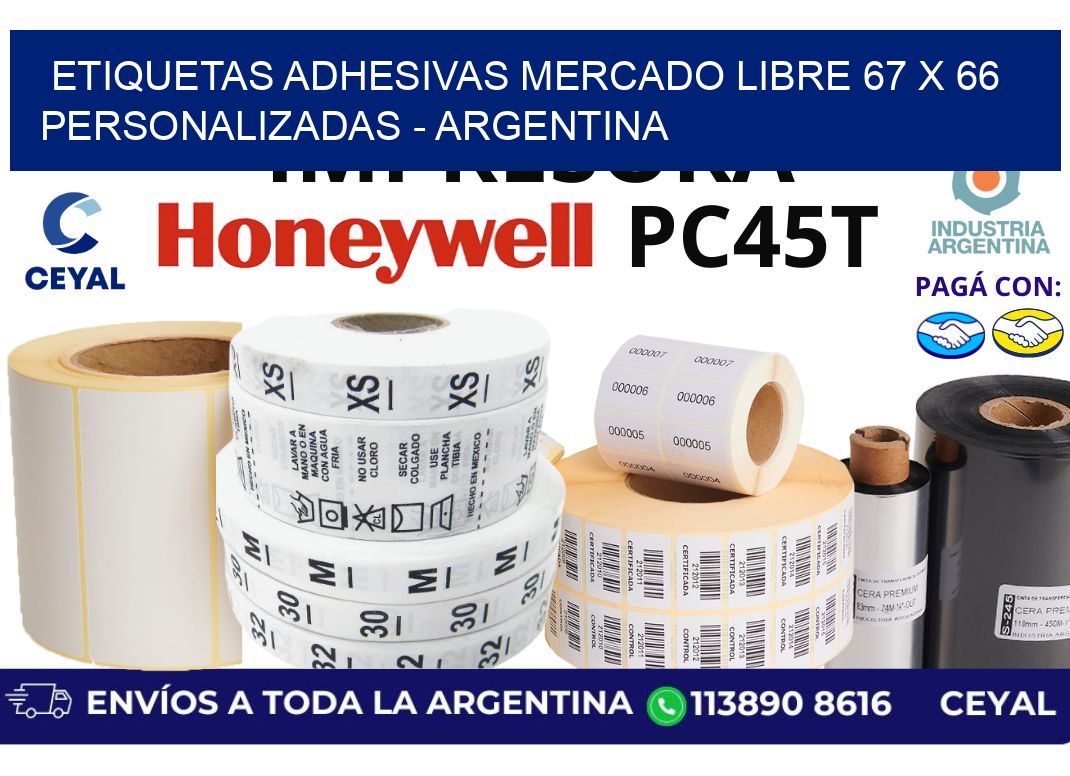 etiquetas adhesivas mercado libre 67 x 66 personalizadas – Argentina