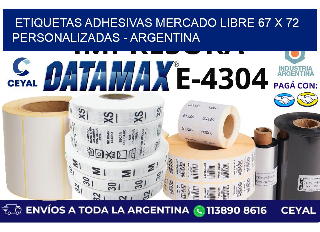 etiquetas adhesivas mercado libre 67 x 72 personalizadas – Argentina