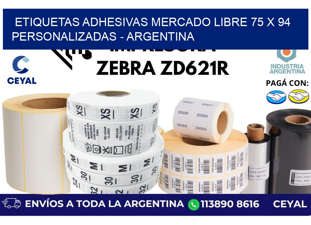 etiquetas adhesivas mercado libre 75 x 94 personalizadas - Argentina