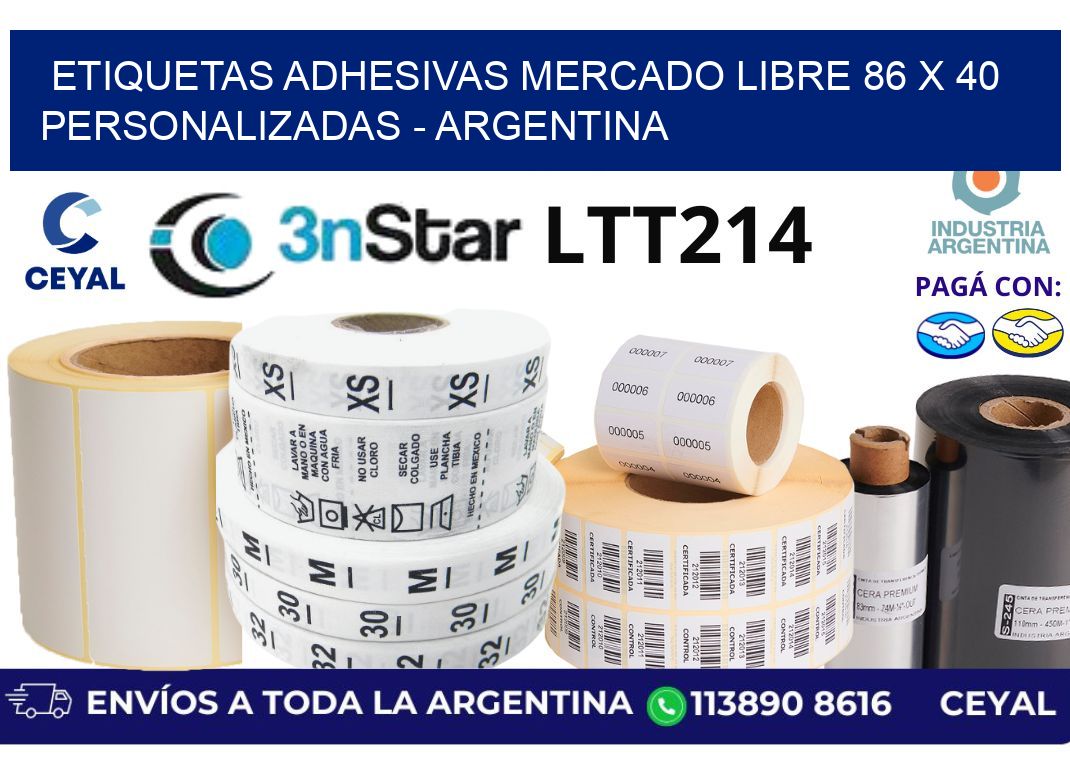 etiquetas adhesivas mercado libre 86 x 40 personalizadas – Argentina