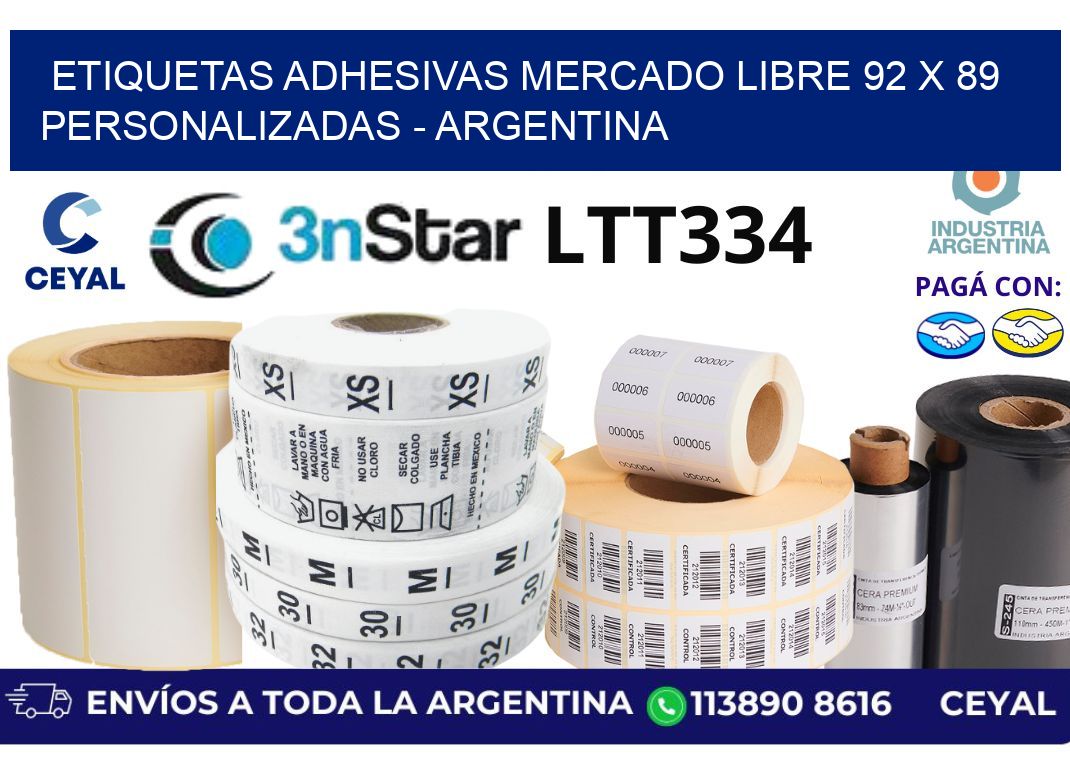 etiquetas adhesivas mercado libre 92 x 89 personalizadas - Argentina
