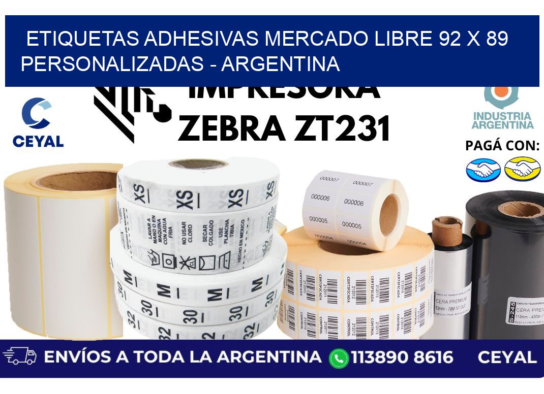 etiquetas adhesivas mercado libre 92 x 89 personalizadas - Argentina
