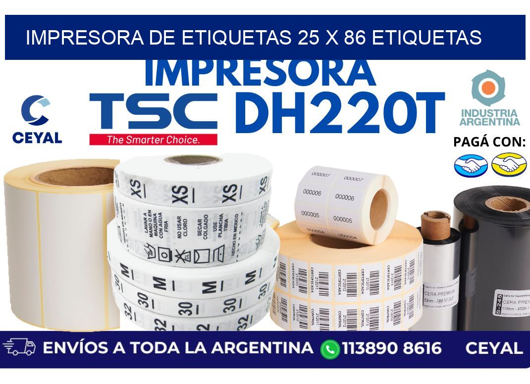 impresora de etiquetas 25 x 86 etiquetas