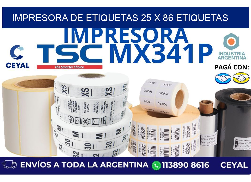 impresora de etiquetas 25 x 86 etiquetas